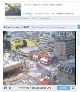 Unoumae-dori cam on Ustream.tv