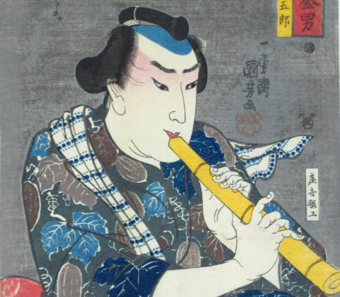 Shakuhachi ukiyo-e by Ichiyusai Kuniyoshi