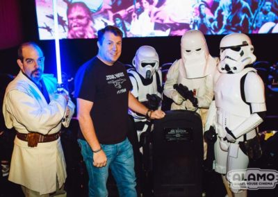 Jim with his seat and some stormtroopers and a Jedi